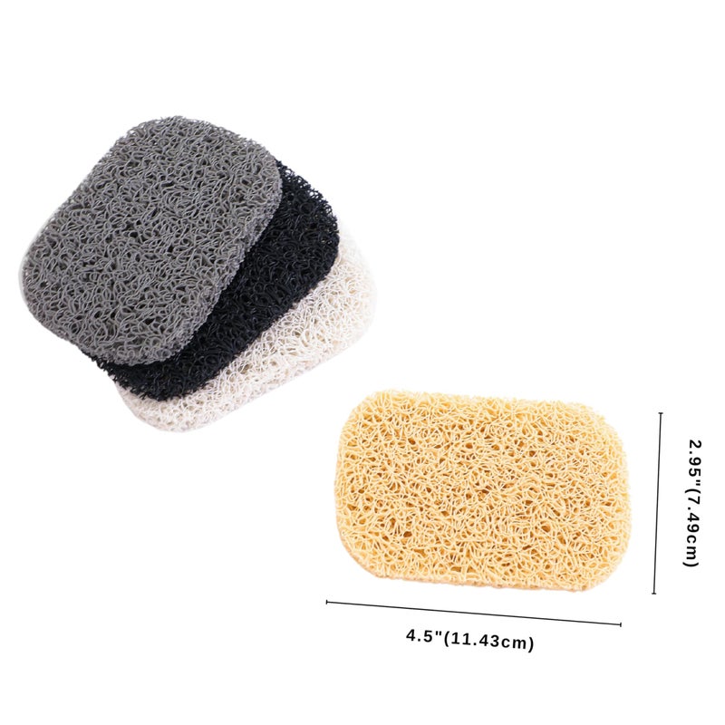 Snowkingdom 4 Pack Black Soap Saver Draining Lift Pad 2.9" x 4.5" PVC Non-BPA Non-Slip Durable - Image 2